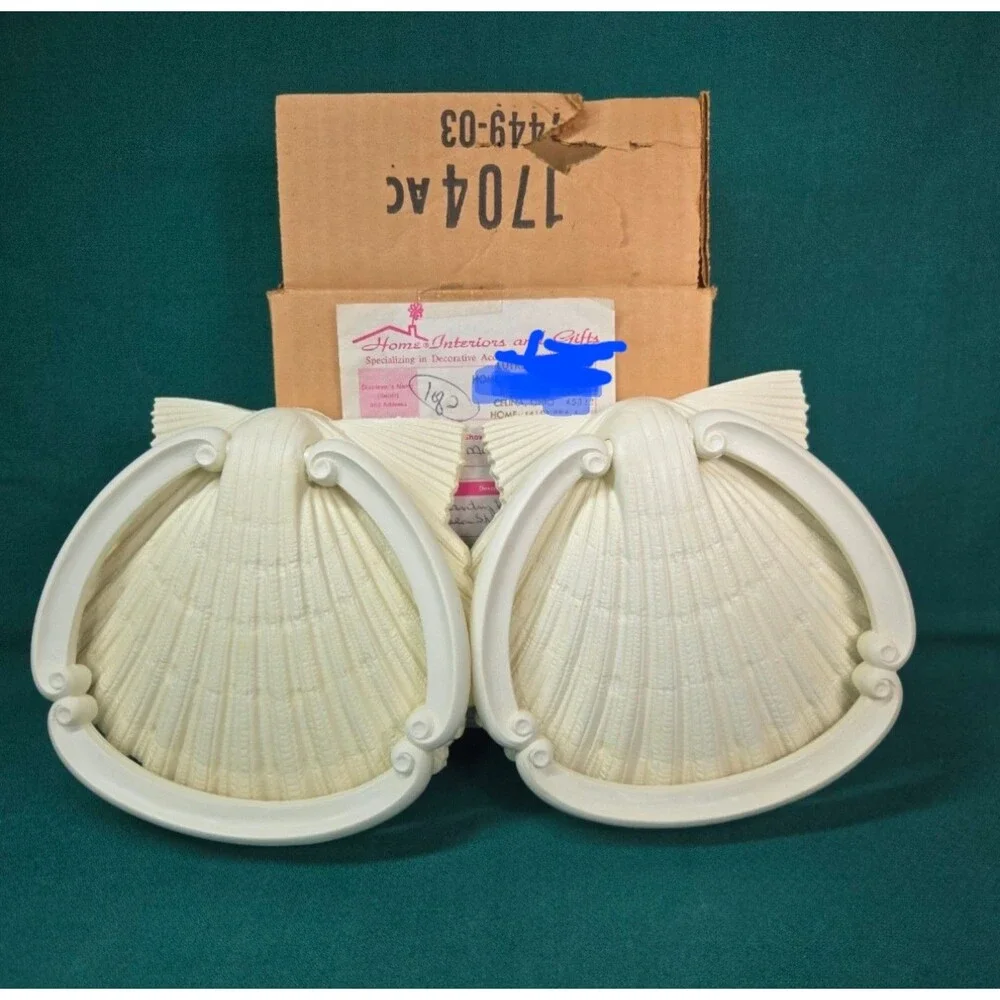 NEW NOS Vintage HOMCO Seashell Towel Ring Bath Kitchen Ivory 1986 Coastal Beach